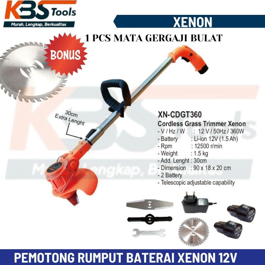 Mesin Potong Rumput Baterai XENON - Brush Cutter Cordless 2 Baterai - Mesin Pemotong Rumput Batrai