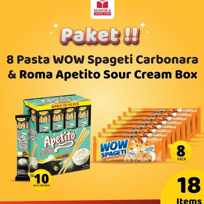 Paket 8 Pasta Wow Spageti Carbonara & Roma Apetito Sour Cream Box
