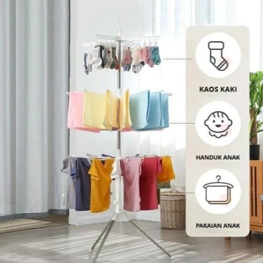 Jemuran Menara Lipat 3 Tingkat Portable / Tiang Jemuran Portable / Tiang Jemuran Praktis 3 Tingkat 1