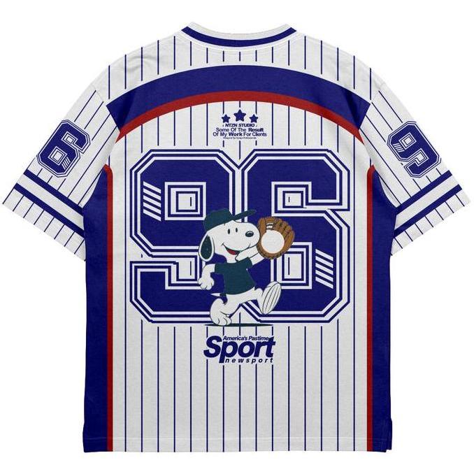 (Gratis Stiker) NTZN Jersey Oversize Boxy Vintage Jersey Snopy Baseball NTZN035 Pria/Wanita Sport (u