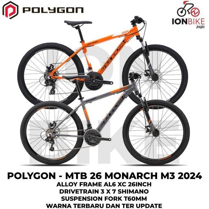 Terbaru Sepeda Mtb 26 Inch Polygon Monarch M3 Terbaru New Color Frame Alloy Ringan Monarch 3 Gunung 