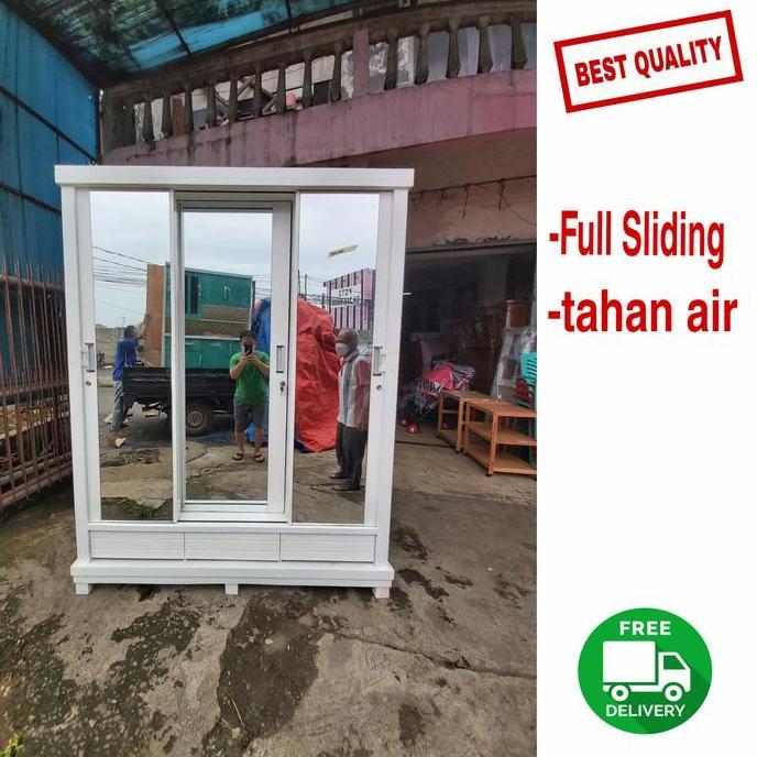 lemari baju pakaian 3 pintu full kaca blocteak Tebal
