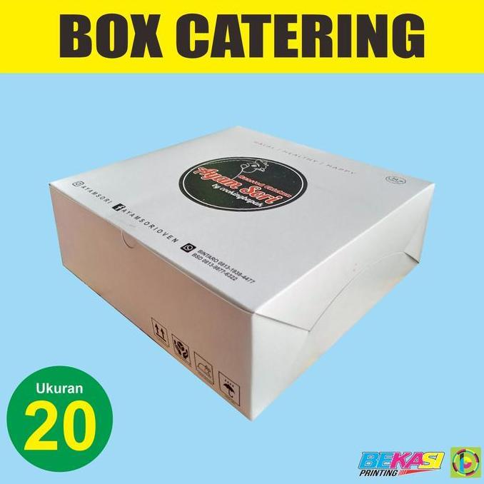 20x20x7.5 Custom Dus Nasi Kotak Box Catering Foodgrade Premium 300 GSM