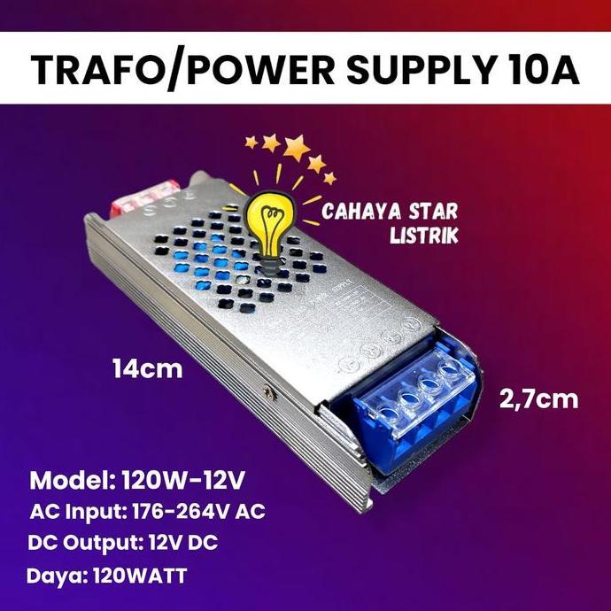 Terjangkau Trafo Power Suply Slim 12V 5A 10A / Adaptor 12V Travo Body Slim Tipis