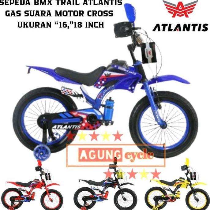 Terbaru Sepeda Bmx 16 18 Inch Anak Trail Atlantis Gas Suara Motor Cross Suspension Frame