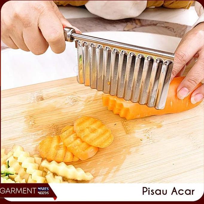 Pisau Acar Kentang Wortel Alat Potong Bergelombang Stainless Steel Timun Asinan Puding Kripik