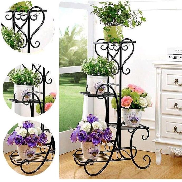 Rak pot bunga love ruangan minimalis besi tebal Putih IRF