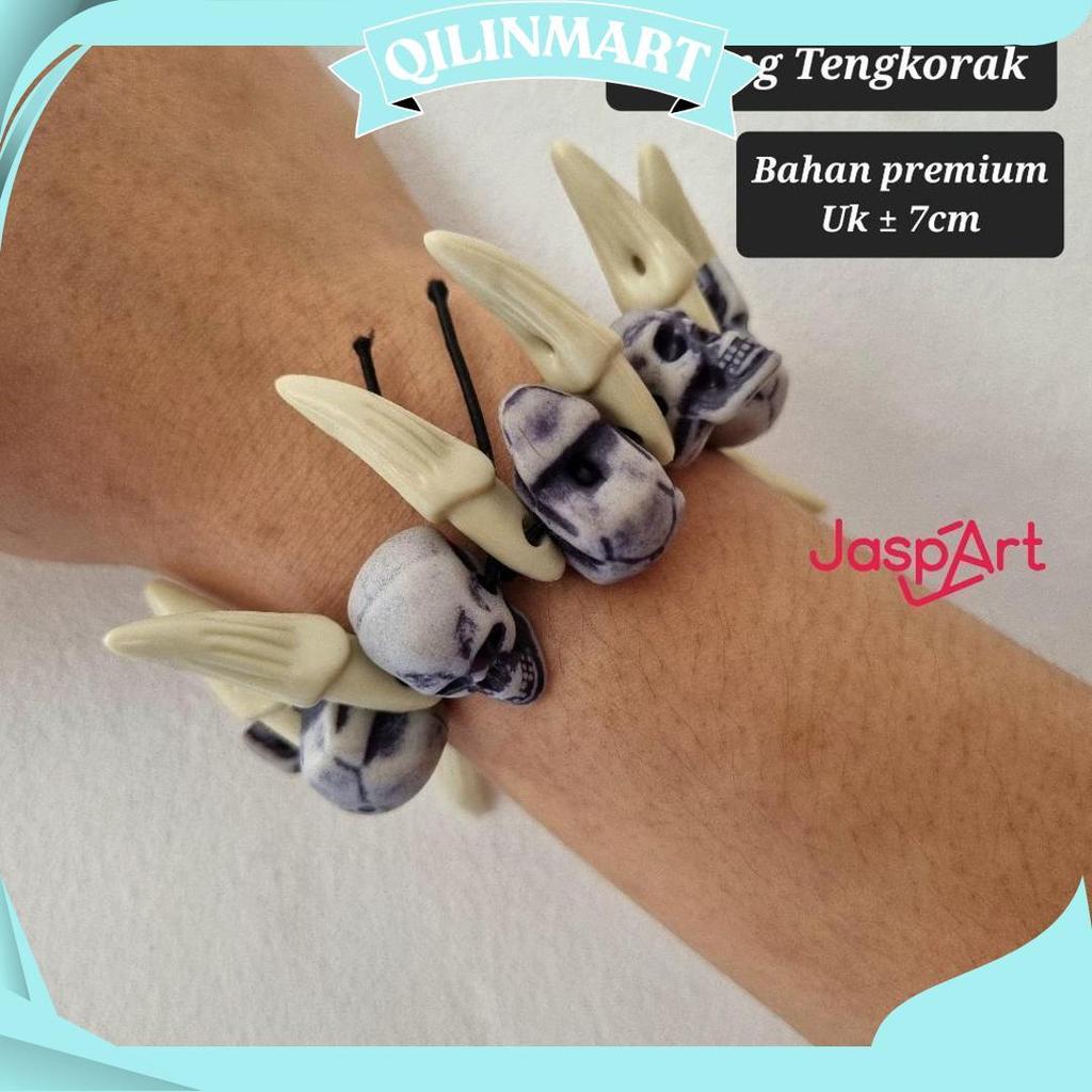 Gelang Tangan Aksen Kepala Tengkorak Gelang Tengkorak Taring Gelang Halloween Gelang Unik Promo Punc