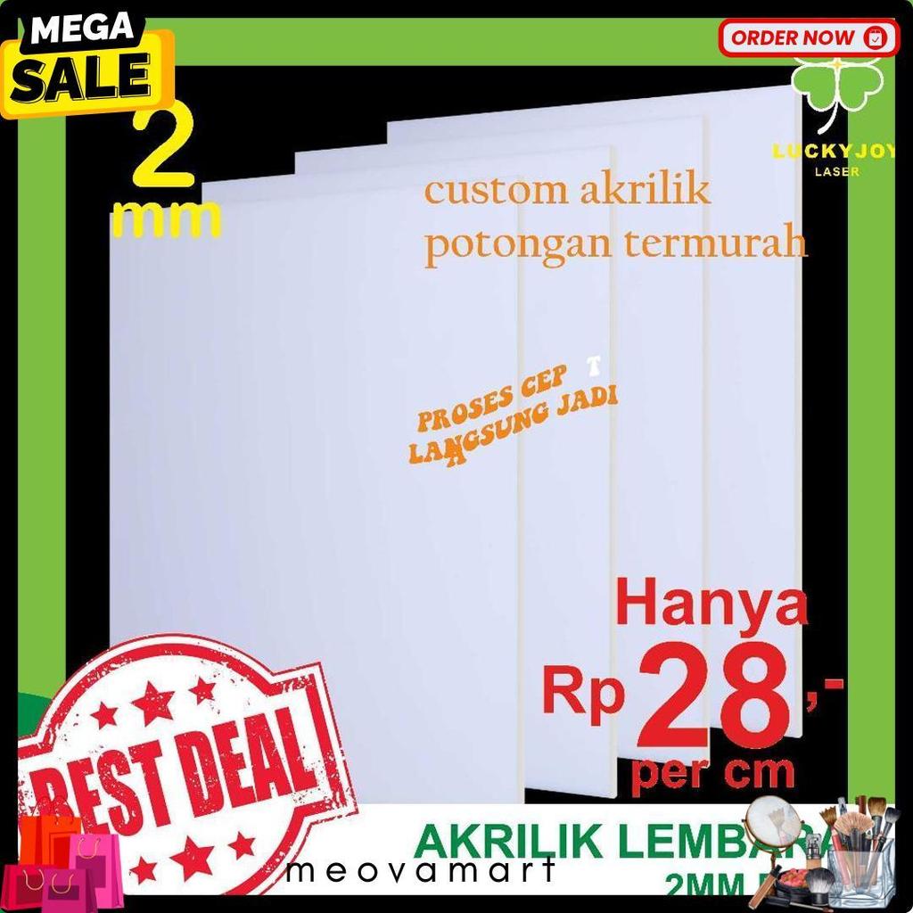 Cusss Serbu Acrylic Putih Solid 2Mm Custom | Jual Akrilik White Potongan Kustom | Tatakan Alas Akril