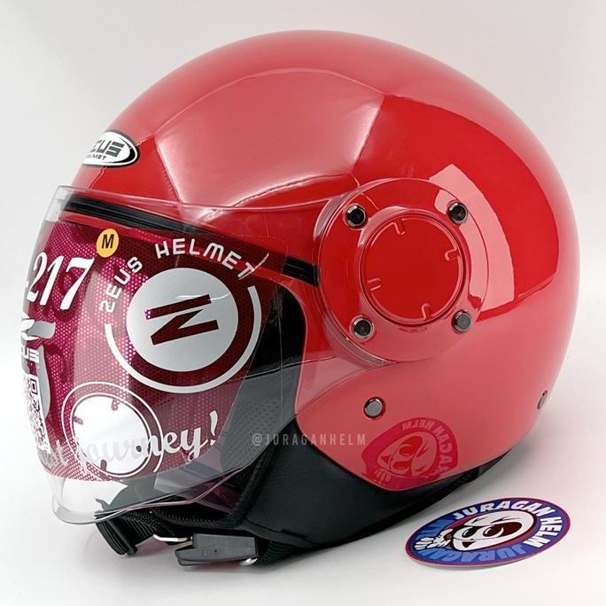 Zeus Zs217 Z217 Red Glossy Half Face