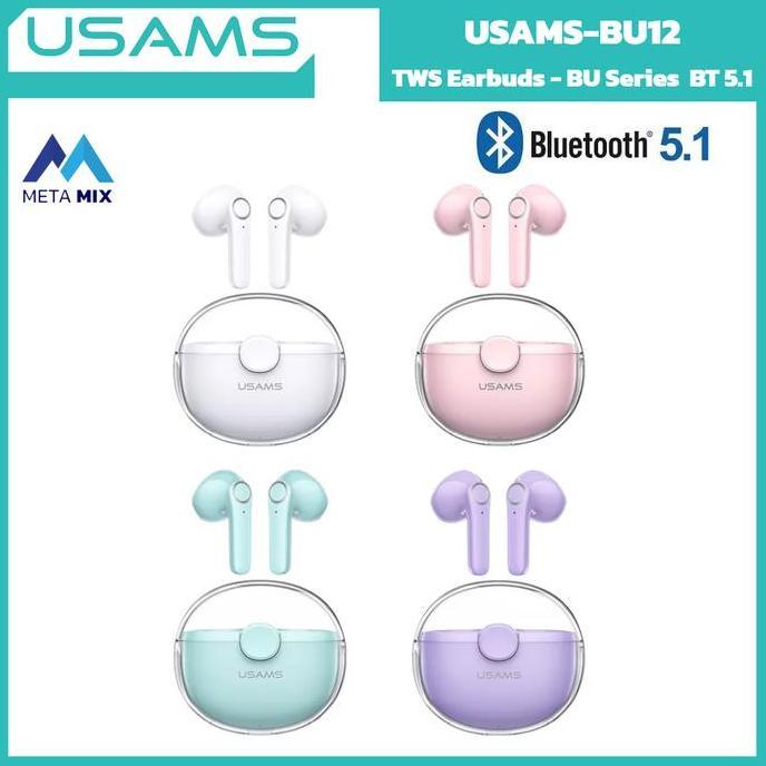 Usams Bu12 TWS Transparent Unique Macaron Earphone Bluetooth 5.1
