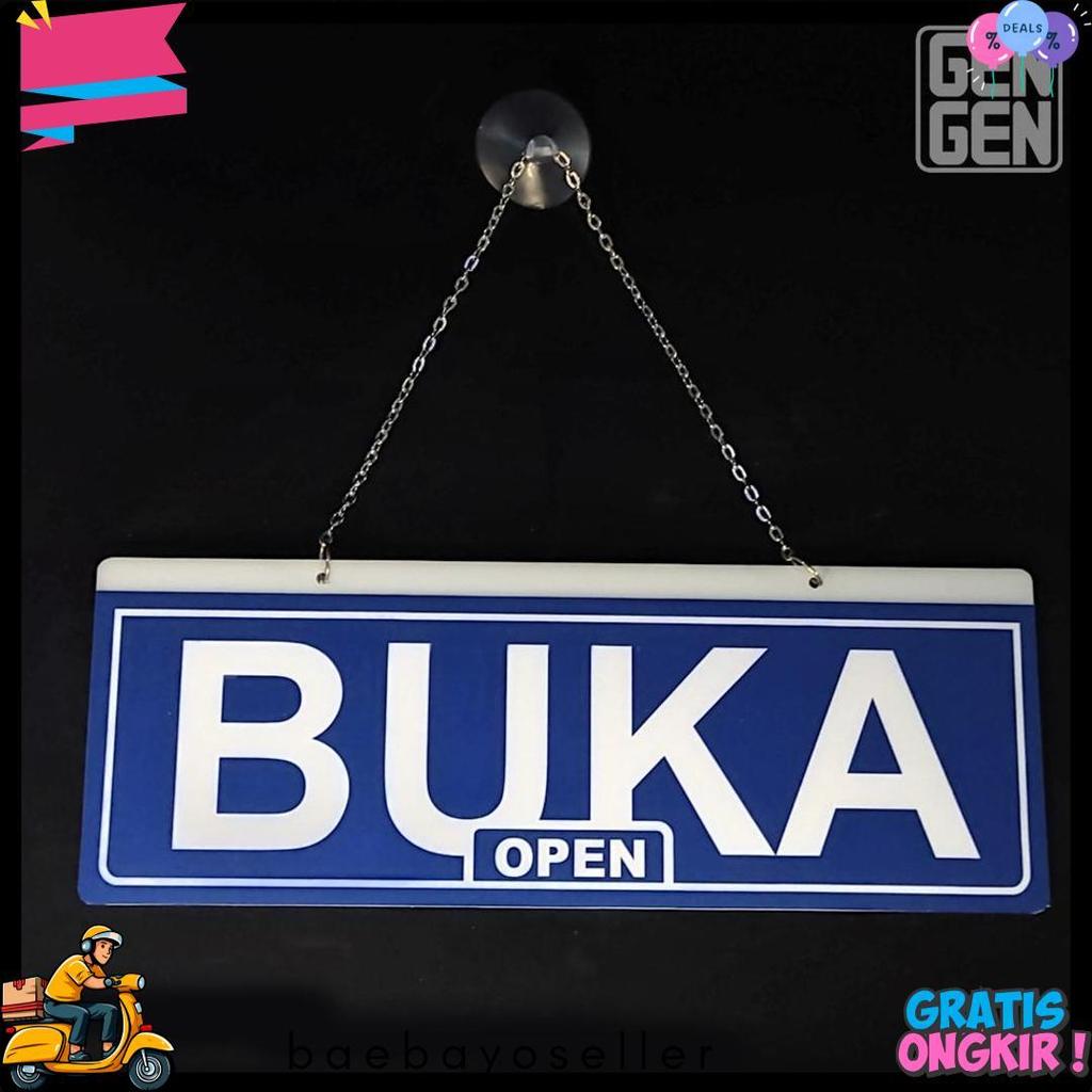 Cod Papan Buka Tutup Toko Akrilik Open Closed Warna  Merah Biru - Plang Cafe, Salon, Warung, Kantor