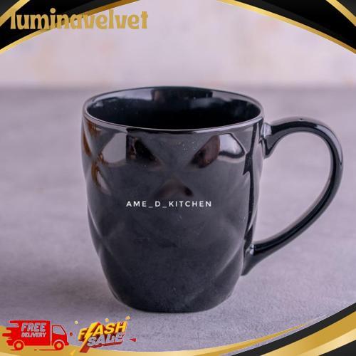 Unik Mug Souvenir/ Mug Bijian Keramik Hitam 600 Ml