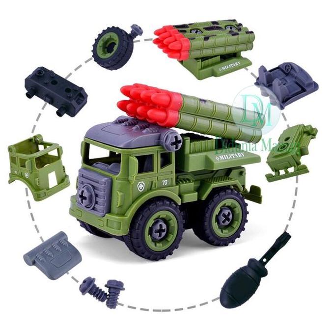 mainan edukasi anak mobil militer engineering truck diy army military