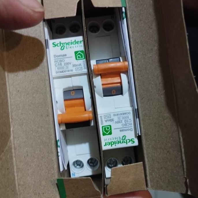 Promo elcb rccb rcbo slim domae schneider 6a 10a 16a 20a c6 c10 c16 c20 COD