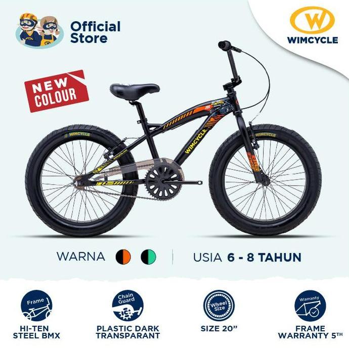 Terbaru Sepeda Anak Bmx 20" Wimcycle Big Foot 20 Road Series - Black Red