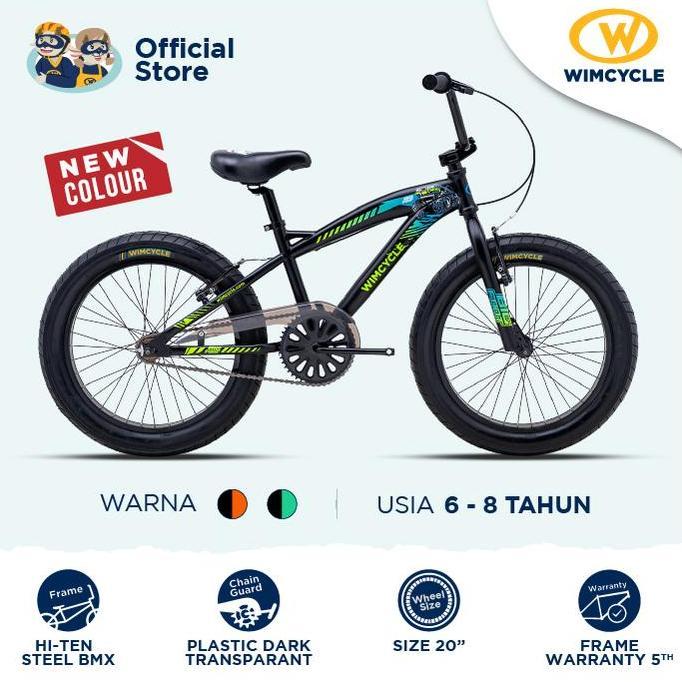 Terbaru Sepeda Anak Bmx 20" Wimcycle Big Foot 20 Road Series - Black Green