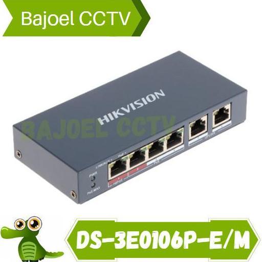 Switch Hub Poe 4 Port HIKVISION DS-3E0106P-E/M 4 Port Poe + 2 Uplink
