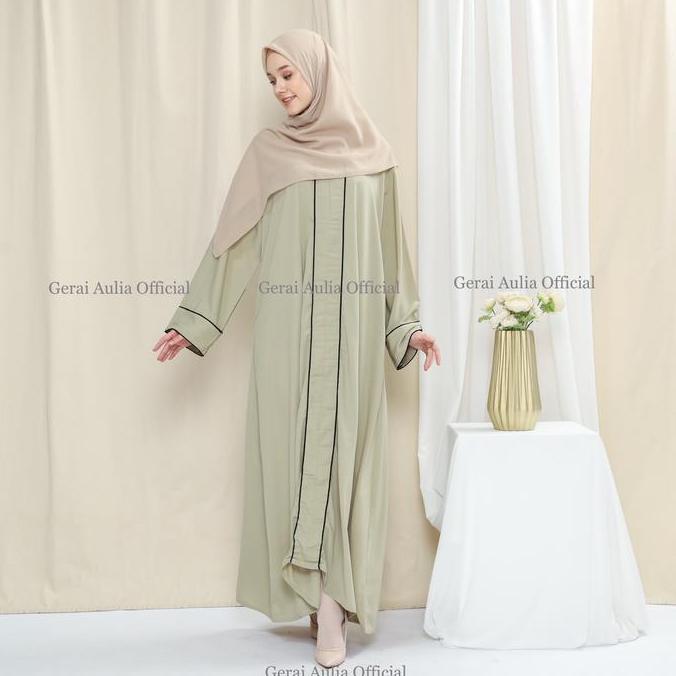 Abaya Khalifah by Gerai Aulia Jetblack Polos Gamis Turki Wanita Terlaris