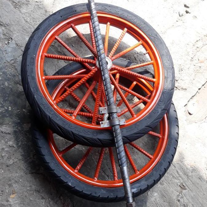 Roda Gerobak Dorong 1Set Ruji Besi 8Besar Ring 17Inch Roda Kastor Ban