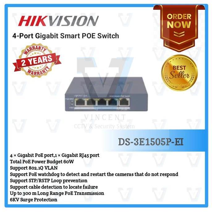 DS-3E1505P-EI Hikvision 4 Port Gigabit Smart PoE Switch