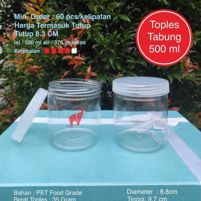 BANMOTSTORE Toples Tabung Silinder 600 ml ISI 60 FREE KARDUS / Toples Plastik 500ml 500 ml 600 ml 60