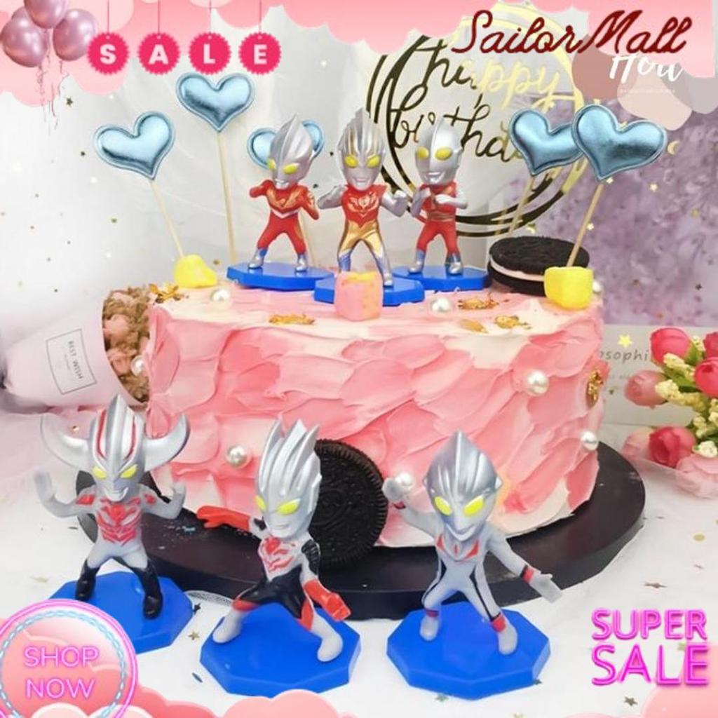 Original 6Pcs / Set Mainan Action Figure Ultraman Ukuran 7Cm / 1 Pc Big Head Ultraman Cute Dekorasi 