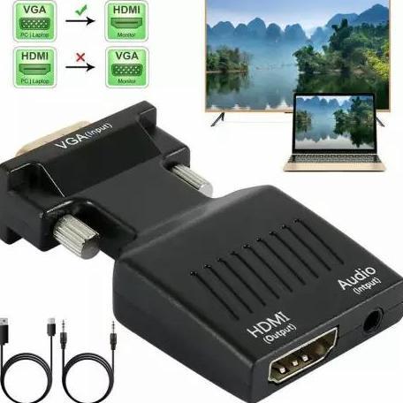 CONVERTER VGA TO HDMI BOX COKLAT / VGA TO HDMI AUDIO TERBAIK
