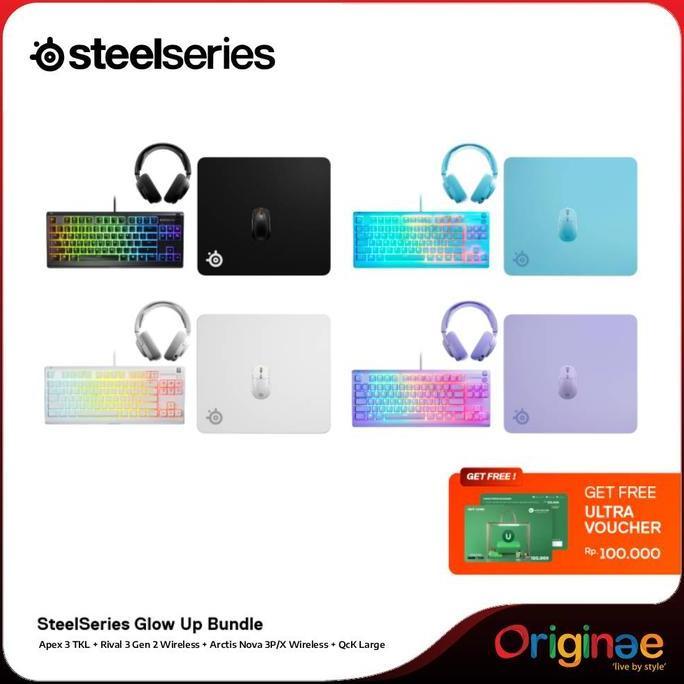 [Glow Up Bundle] Steelseries Arctis Nova 3P/X WL+ Rival 3 Gen 2 WL + Apex 3 TKL + QcK