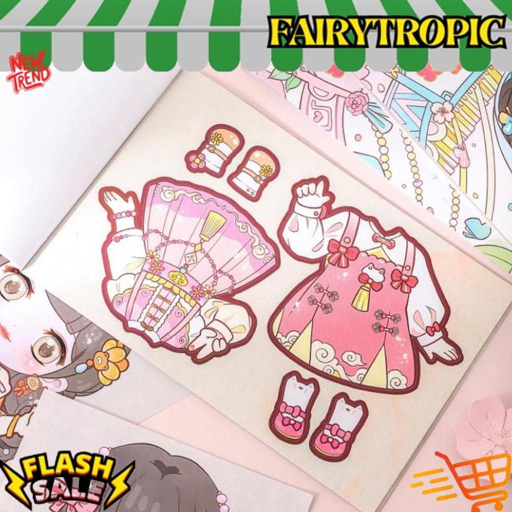 Bigdeal Buku Stiker Diy Fashion Baju Sticker Dress Up Book Lucu Korean Stiker Ekspresi Girl Change M