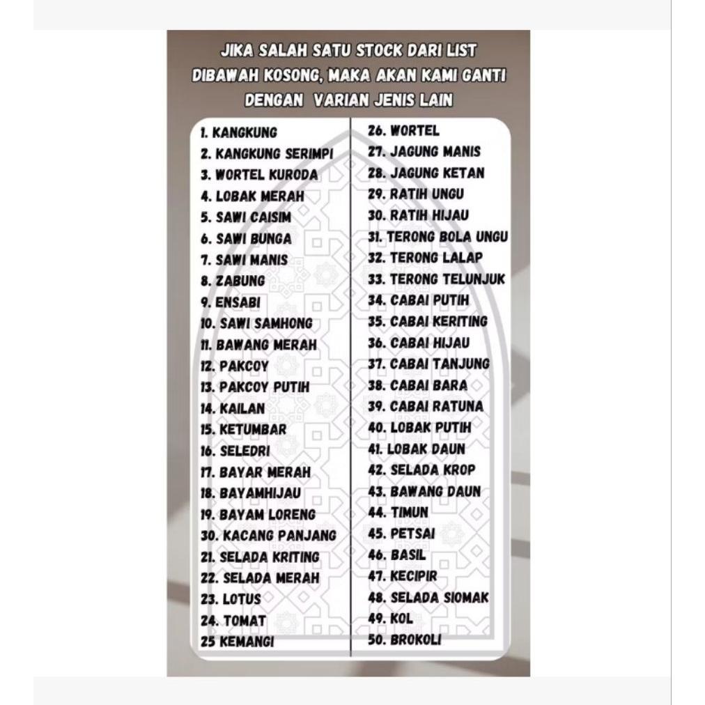 Bisa Cod Ya Kak Paket Hemat Lengkap 25 Macam Bibit Sayur Sayuran Tanaman Herbal Buah Bunga Dll ,,