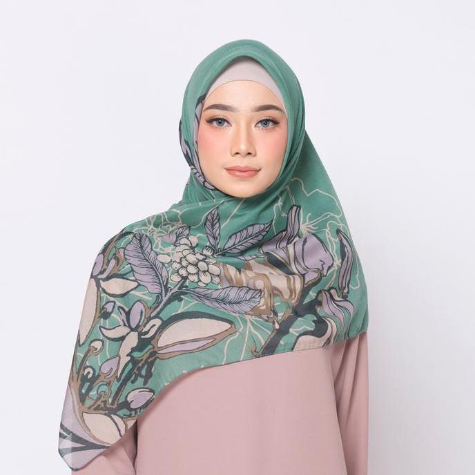 SEVEKIRANA - ZM ZASKIA MECCA ADONARA GREEN SCARF HIJAB SEGI EMPAT SQUARE