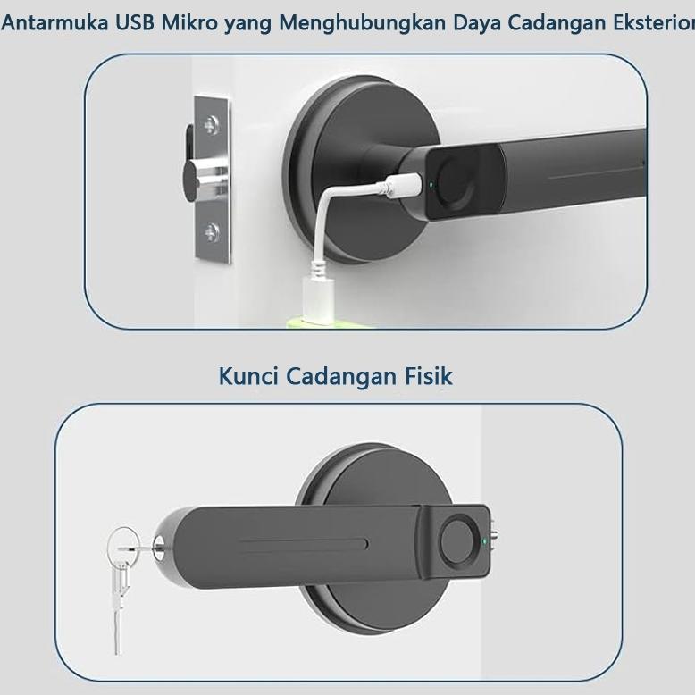 Cq37 Kunci Pintu Sidik Jari Cerdas Kunci Pintu Biometrik Dengan Gagang Kunci Pintu Tanpa Kunci Kunci