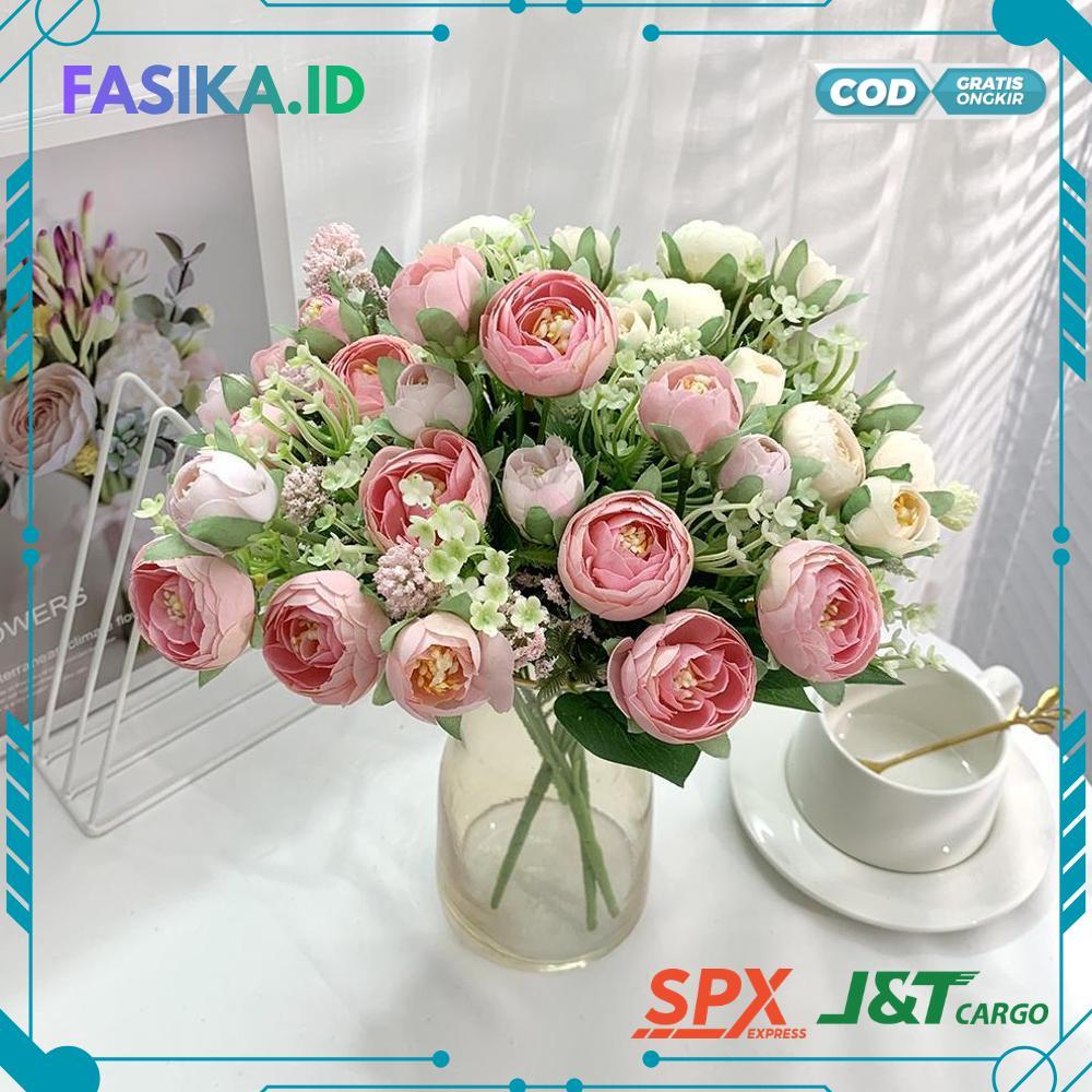 Bunga Artificial Spring Camellia Fwr Dekorasi Hias Bunga Plastik Buket Bouquet - RO30-1911 Bisa COD 