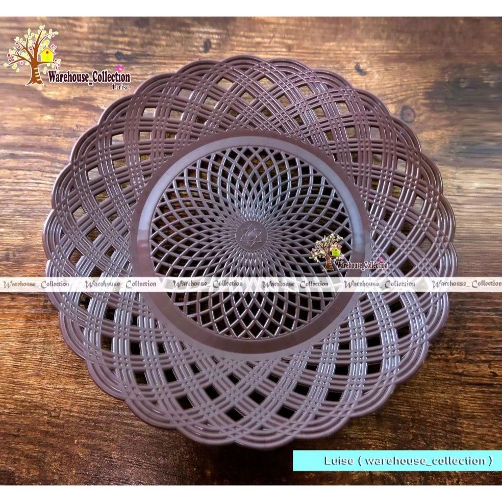 6 Bj- Piring Rotan Anyam/Bunga Khusus Putih / Piring Plastik Bunga Putih / Piring Plastik Rotan Mura