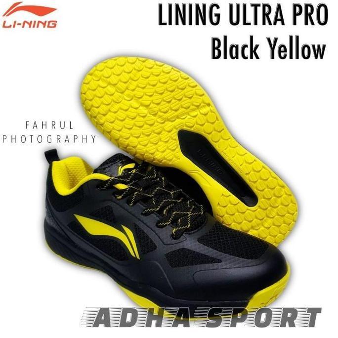 Sepatu Badminton Lining Ultra Pro Black Yellow Original Bulutangkis Store