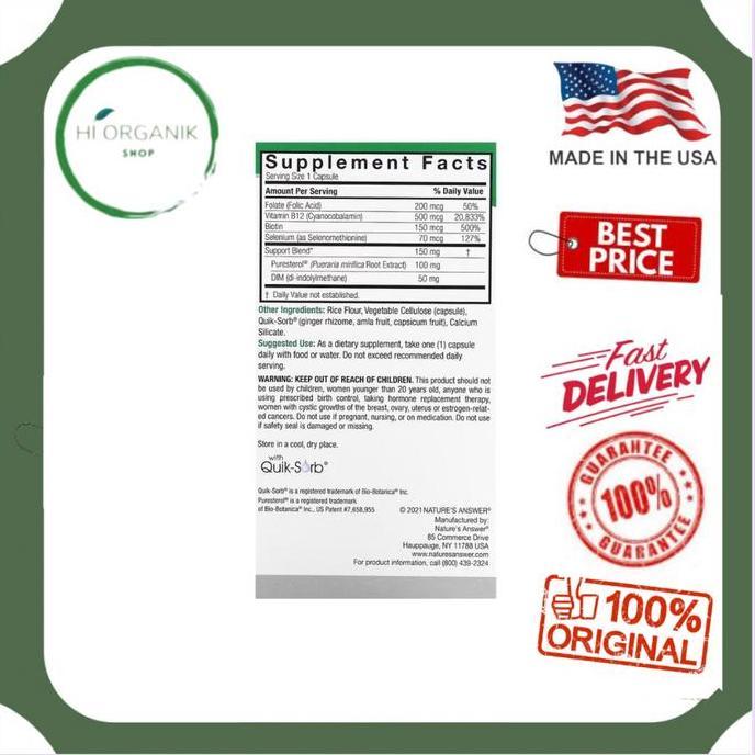 Nature'S Answer Pueraria Mirifica 150 Mg 60 Vegetarian Capsules Menopause Support Original