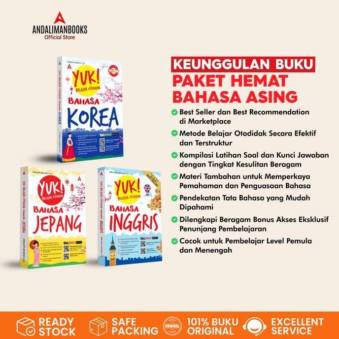 Paket Hemat Belajar Bahasa Asing - YUK Belajar Otodidak Bahasa Inggris, Korea, Jepang - Buku Belajar