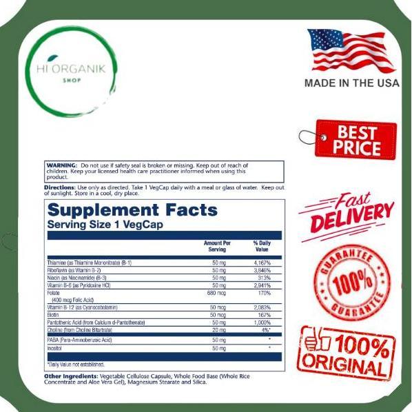 Solaray Vitamin B Complex 50 Mg 50 Veg Caps Original