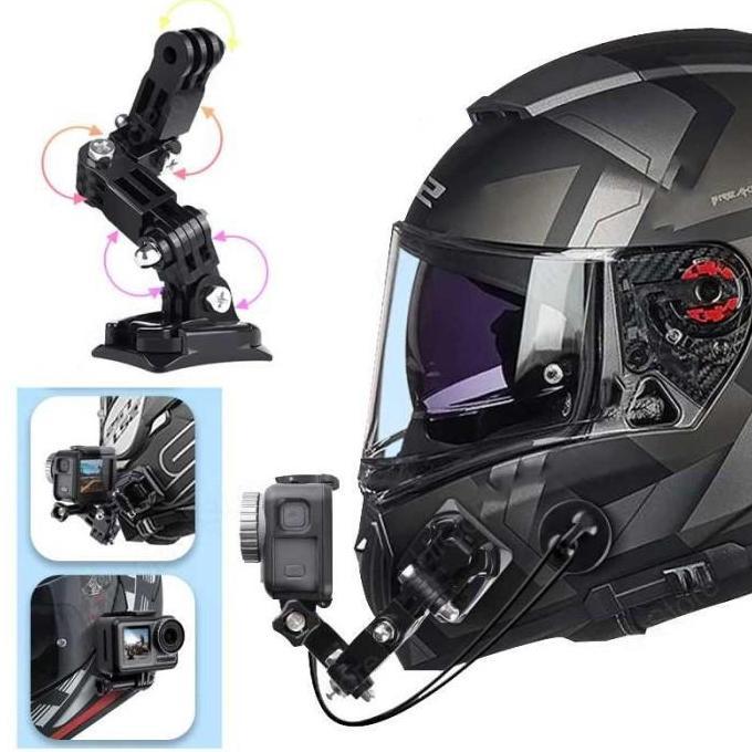QUANXI braket kamera Helm Motor VLOGGER Full Face Mount GoPro yi sjcam
