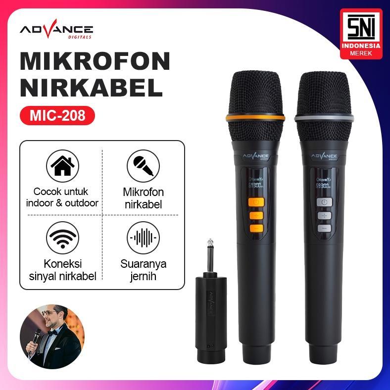 Advance microphone wireless MIC-208 mic wireless karaoke tanpa kabel untuk mic karaoke suara jernih