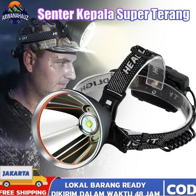 QUANXI Senter Cas Super Terang Kepala Anti Air Jarak Jauh /Senter Kepala Led Super Terang/Senter Kep