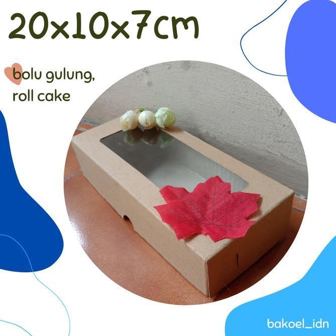 New- Kardus Kotak Box Kraft Mika Laminasi Jendela Bolu Gulung Mini Kue