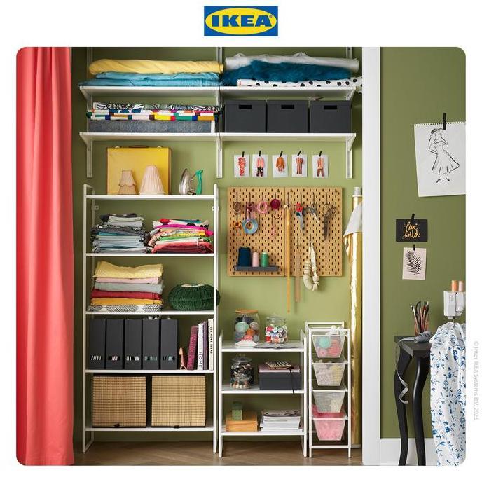 IKEA JONAXEL Unit Rak Penyimpanan Serbaguna Tahan Lama Mudah Dibersihkan Putih 80x38x160 cm