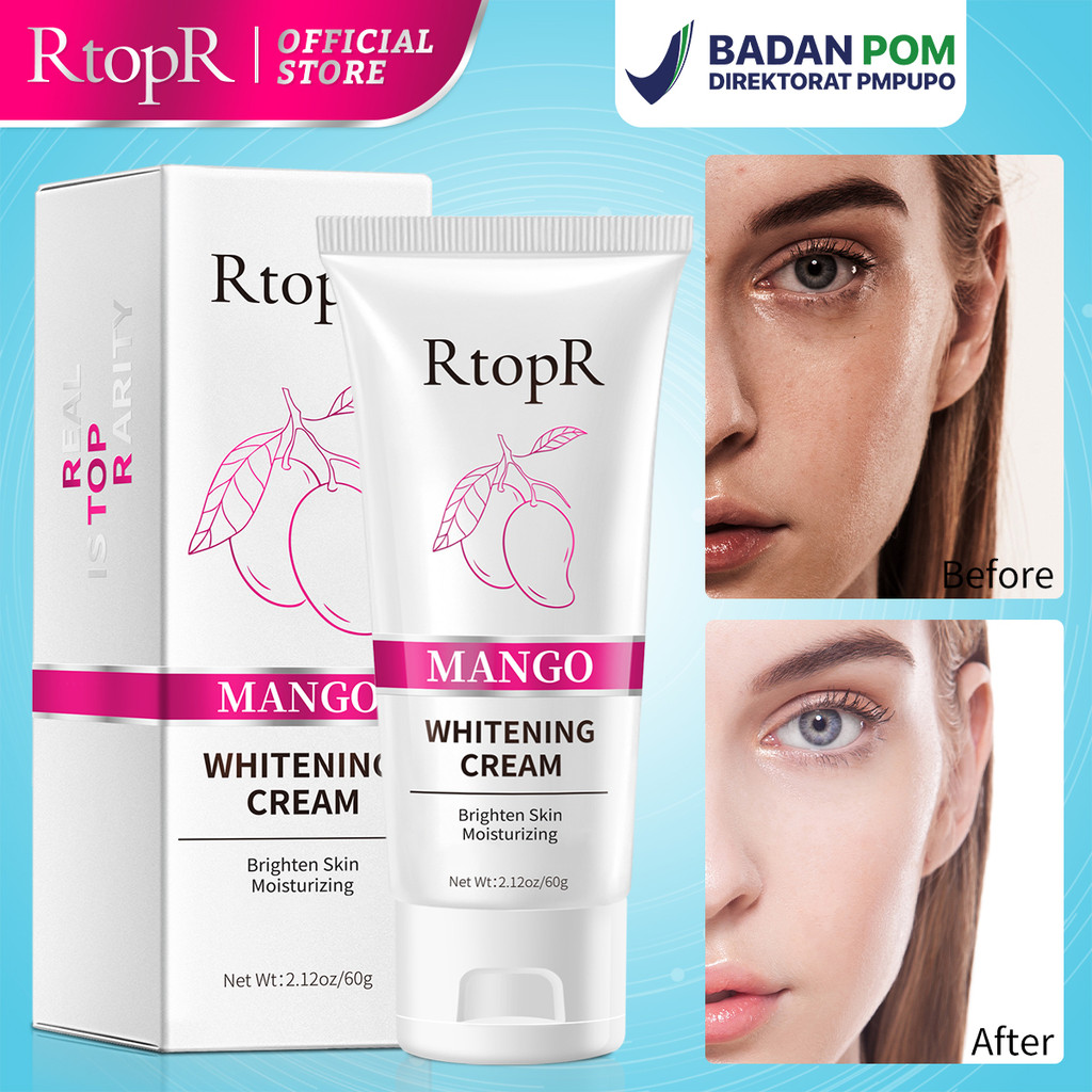 RtopR Mango Whitening Cream Krim Pemutih Wajah Lotion Pemutih Badan Pencerah Tubuh Cepat 60g