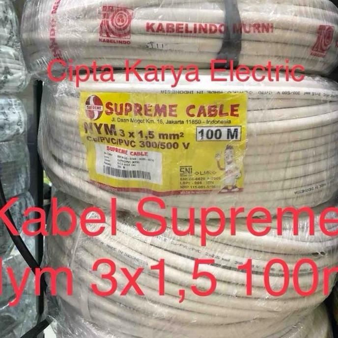 Promo Kabel Supreme Nym 3x1,5 Mm Tunggal Putih / NYM 3x1.5 Supreme 100m Diskon
