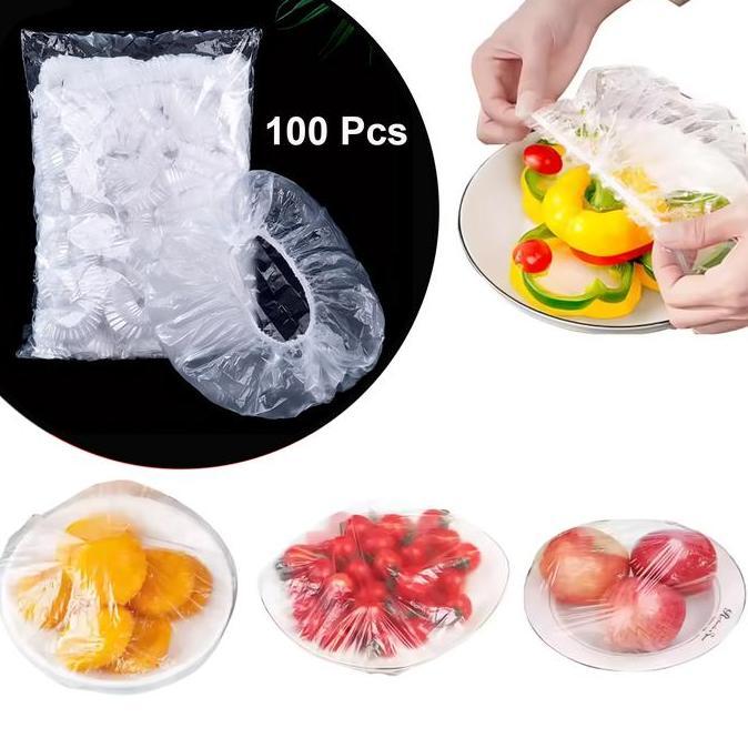 100 Pcs Sarung Plastik Tudung Saji Pelindung Makanan Plastic Fruit Cover Shower Cup Penutup Kepala M