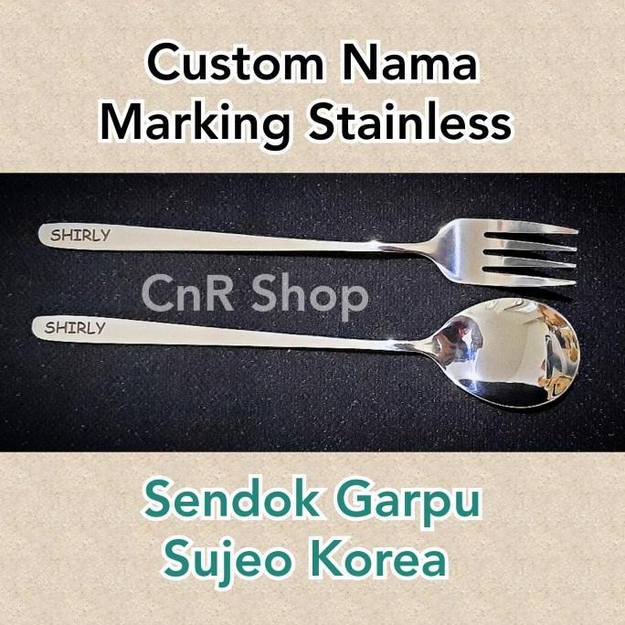 New- grafir nama sendok garpu set korea pouch