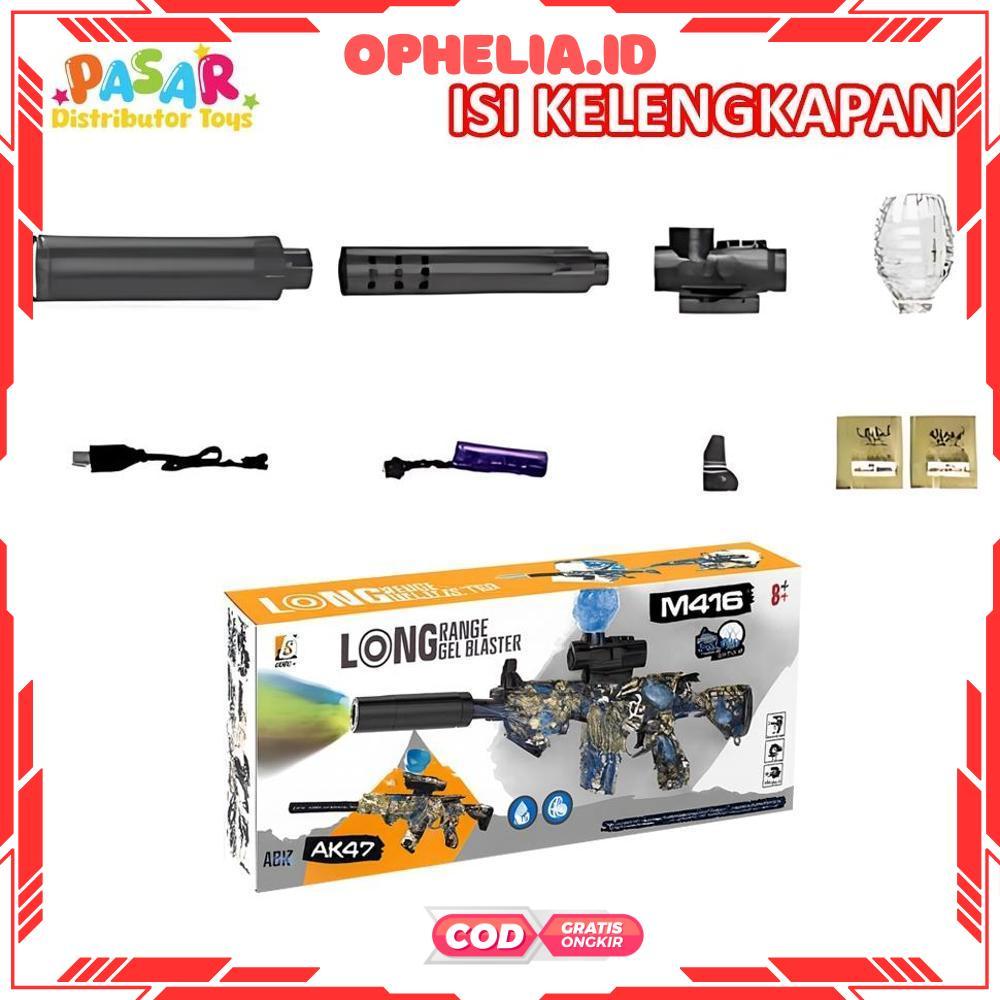 Diskon Gede Mainan Anak D-6650/WH82-4 M416 GEL BLASTER Mainan Tembakan Bal Elektrik M416 Lampu Akses