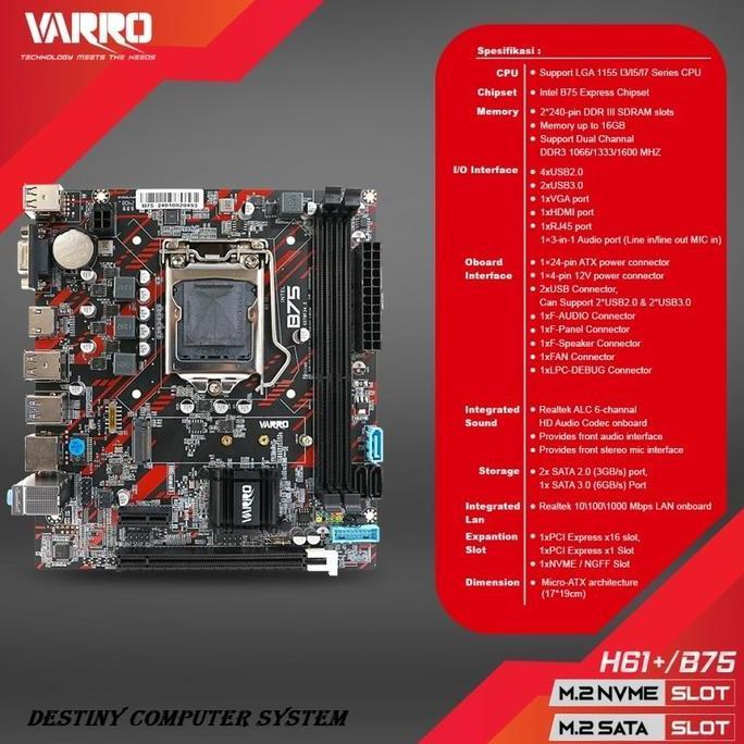 MAINBOARD / MOTHERBOARD VARRO H61+ / B75 SOCKET 1155 INTEL LGA